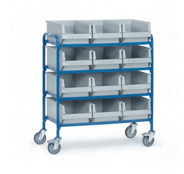 Beistellwagen 250 kg, mit 4 Böden aus Holz