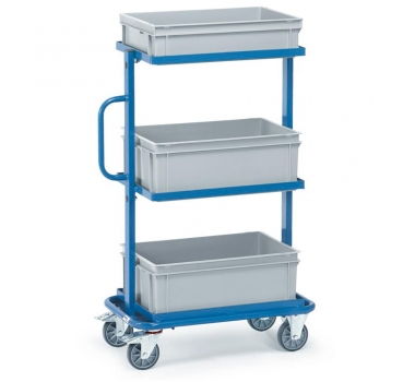 Beistellwagen 200 kg, mit offenem Rahmen und 3 Kunststoffkästen