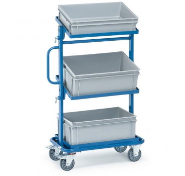 Beistellwagen 200 kg, mit offenem Rahmen und 3 Kunststoffkästen