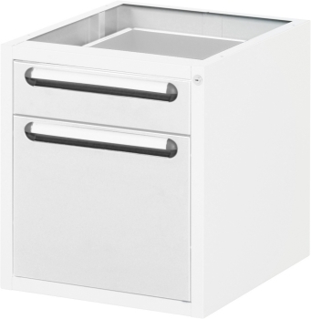 Unterbau-Container mit 2 Schubladen, B480xT600xH545mm, RAL7035/RAL7035