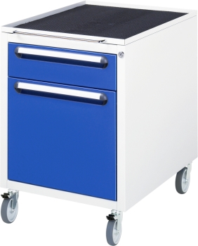 Roll-Container mit 2 Schubladen, B480xT600xH690mm, RAL7035/RAL5010