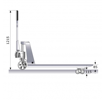 Preview: Edelstahl-Gabelhubwagen, Tragkraft 2t/2000kg, Gabel-L 1150mm, Hub 115mm-2