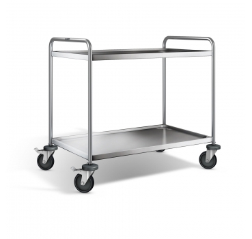 Edelstahl Servierwagen, 2 Borde, Ladefl. 1000x600mm, Tragkr. 120kg, SW 10x6-2B