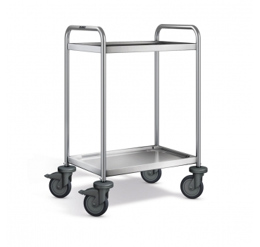 Preview: Edelstahl Servierwagen, 2 Borde, SW 6x4-2-2