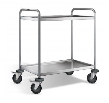 Edelstahl Servierwagen, 2 Etagen, Ladefl. 800x500mm, Tragkr. 120kg, SW 8x5-2