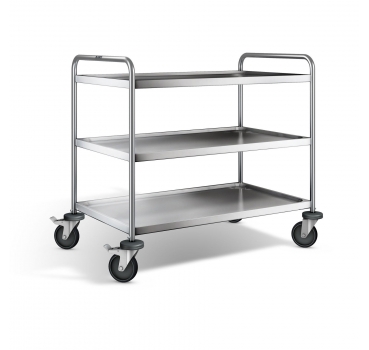Edelstahl Servierwagen, 3 Borde, Ladefl. 1000x600mm, Tragkr. 120kg, SW 10x6-3B