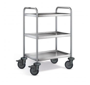 Preview: Edelstahl Servierwagen, 3 Borde, SW 6x4-3-2