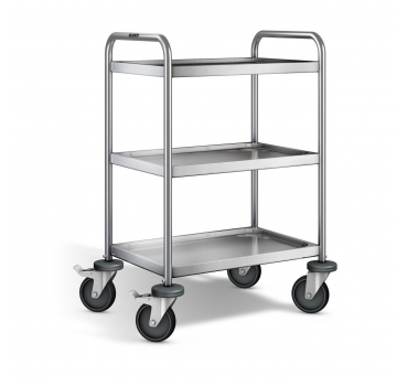 Edelstahl Servierwagen, 3 Borde, Ladefl. 600x400mm, Tragkr. 120kg, SW 6x4-3
