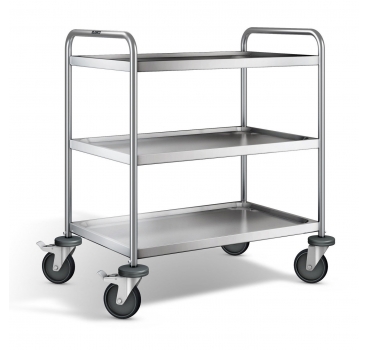 Edelstahl Servierwagen, 3 Etagen, Ladefl. 800x500mm, Tragkr. 120kg, SW 8x5-3