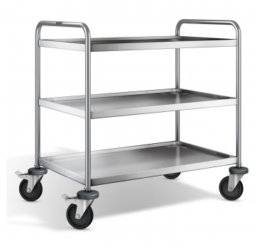 Edelstahl Servierwagen, 3 Borde, Ladefl. 900x550mm, Tragkr. 120kg, SW 9x6-3