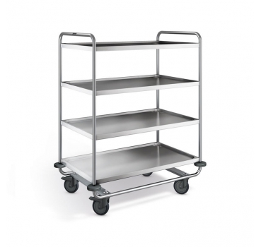Preview: Servierwagen 4 Borde Edelstahl, Ladefl. 1000x600 mm, SW 10x6-4