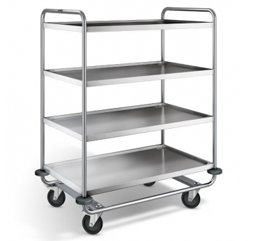 Edelstahl Servierwagen, 4 Borde, SW 10x6-4, LxBxH 1100x700x1350 mm