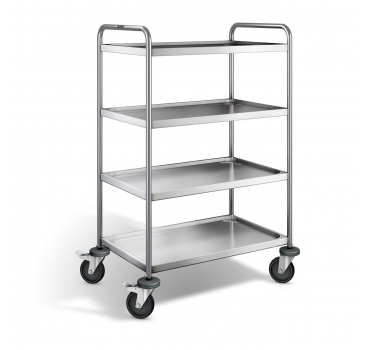 Edelstahl Servierwagen, 4 Borde, Ladefl. 800x500mm, Tragkr. 120kg, SW 8x5-4
