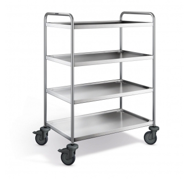 Preview: Edelstahl Servierwagen, 4 Borde, SW 9x6-4-2