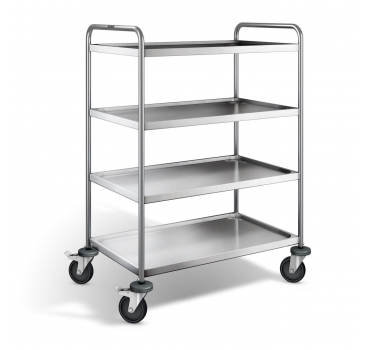 Edelstahl Servierwagen, 4 Borde, Ladefl. 900x550mm, Tragkr. 120kg, SW 9x6-4