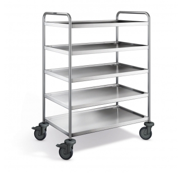 Preview: Edelstahl Servierwagen, 5 Borde, SW 9x6-5-2