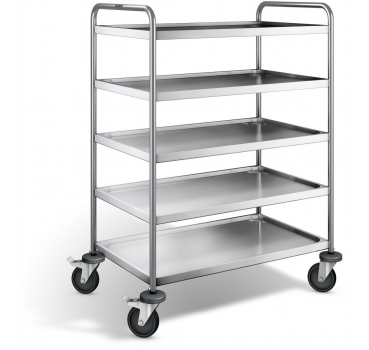 Edelstahl Servierwagen, 5 Borde, SW 9x6-5