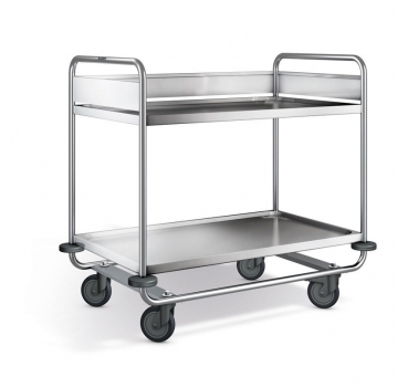 Preview: Edelstahl-Tischwagen, 2 Borde, Ladefläche 1000x600 mm, 160 kg Tragkraft