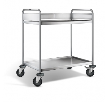 Edelstahl Tischwagen, 2 Etagen, Ladefläche 900x550 mm, Tragkraft 120 kg, ARW 9x6-2