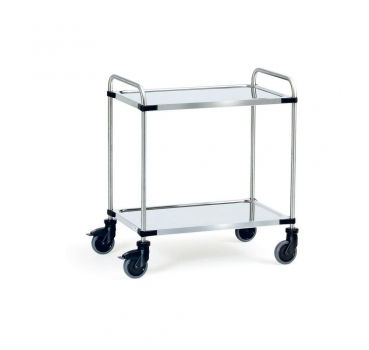 Edelstahlwagen 120 kg, mit Rohrschiebebügel und 2 Böden