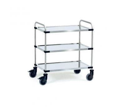 Edelstahlwagen 150 kg, mit Rohrschiebebügel und 3 Böden