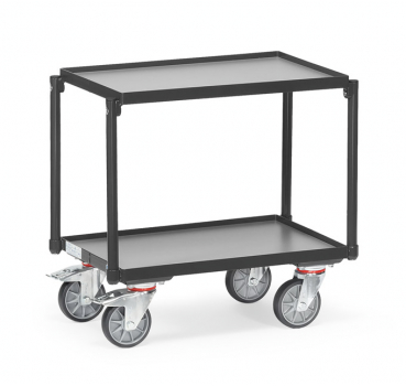 Etagen-Roller in Anthrazitgrau (RAL 7016) 250 kg, Ladefläche 610 x 410 mm, 2 Böden mit Rand