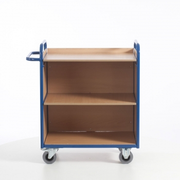 Preview: Etagenwagen 3 Ladeflächen, mit Rück- und Seitenwand, Frontansicht