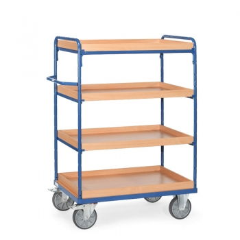 Etagenwagen mit Kästen bis 600 kg, mit 4 Kästen aus Holz