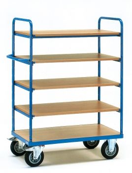 Etagenwagen mit Böden 500 bis 600 kg, mit 5 Böden aus Holz