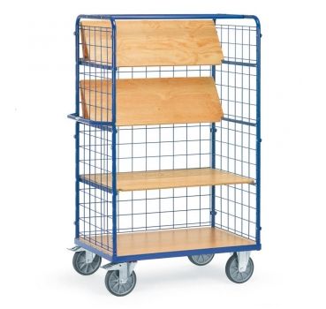 Etagenwagen, 3 faltbare Etagenböden, Tragkr. 600 kg, Ladefl. 1000x700 / 1200x800 mm