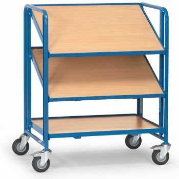 Eurokastenwagen 250 kg, mit 3 Etagenrahmen aus Holz für je 2 Eurokästen