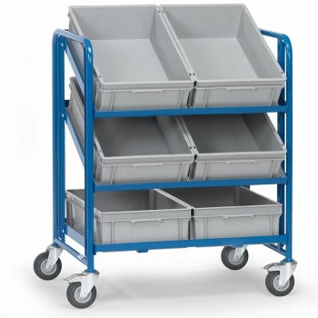 Eurokastenwagen 250 kg, mit 3 offenen Etagenrahmen mit 6 Eurokästen