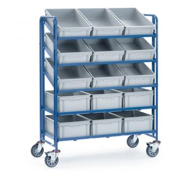 Eurokastenwagen 250 kg, mit 5 offenen Etagenrahmen und Eurokästen