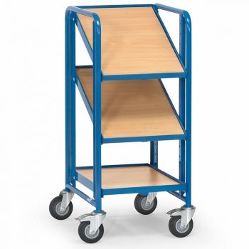 Eurokastenwagen 250 kg, mit 3 Etagenrahmen aus Holz für je 1 Eurokasten