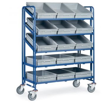 Eurokastenwagen 250 kg, mit 5 offenen Etagenrahmen und 15 Eurokästen