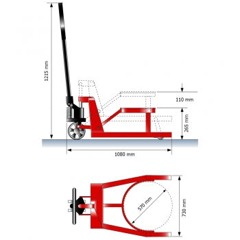 Preview: Fasshubwagen 300 kg - Abmessungen