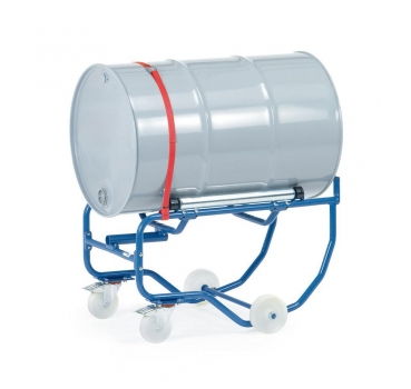 Fasskipper mit Hebelstange, für 1 Fass à 200 Liter, fahrbar, Stahlrollen