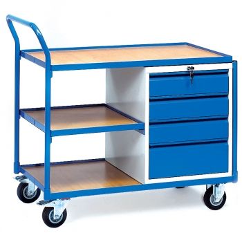 Leichte Werkstattwagen 300 kg, mit 4 Schubladen und 3 Ladeflächen