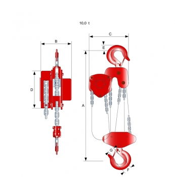 Preview: Flaschenzug 5000 kg Tragkraft, Hub 3