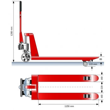 Preview: Gabelhubwagen 4 Wege Abmessungen 1