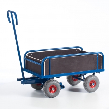 Preview: Handkarre, 2 Achser, mit Bordwänden, 400 kg Tragkraft, 930x535 mm LxB