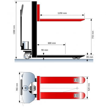 Preview: Hochhubwagen 1000 kg Tragkraft