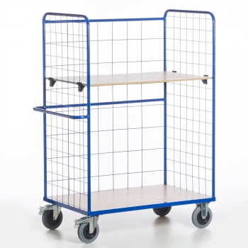 Hoher Gitter-Etagenwagen Grundmodell mit Boden, 500 kg Tragkraft, 1200x800 mm LxB