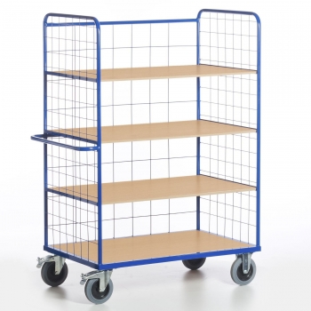 Hoher Gitter-Etagenwagen mit 3 herausnehmbaren Etagenböden, 500 kg Tragkraft