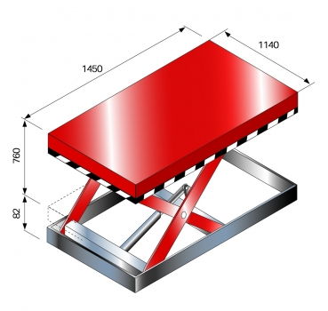 Preview: Hydraulischer Hubtisch, 1t Trakgraft - Zeichnung