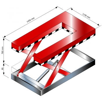 Preview: Hydr. Hub-Flachtisch für Standardpaletten Technik 1