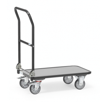Klappwagen 250 kg in Anthrazitgrau (RAL 7016), Schiebebügel auf Plattform klappbar