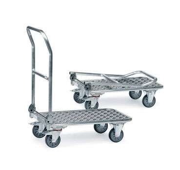 Alu-Klappwagen 200 kg, Schiebebügel auf Plattform klappbar