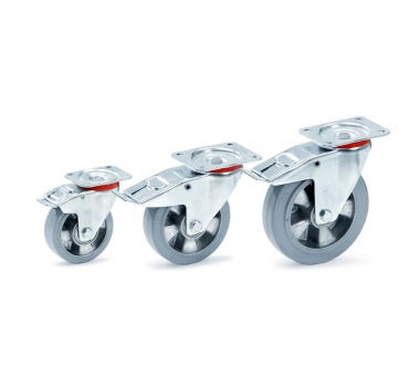 Lenkrolle mit Feststeller Blaugraue Elastic-Bereifung, Doppelstopp