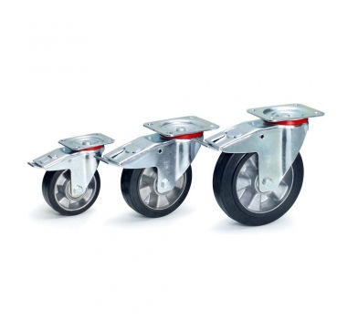 Lenkrolle mit Feststeller Elastic-Bereifung, Doppelstopp